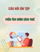 Câu hỏi ôn tập Phân tích chính sách thuế
